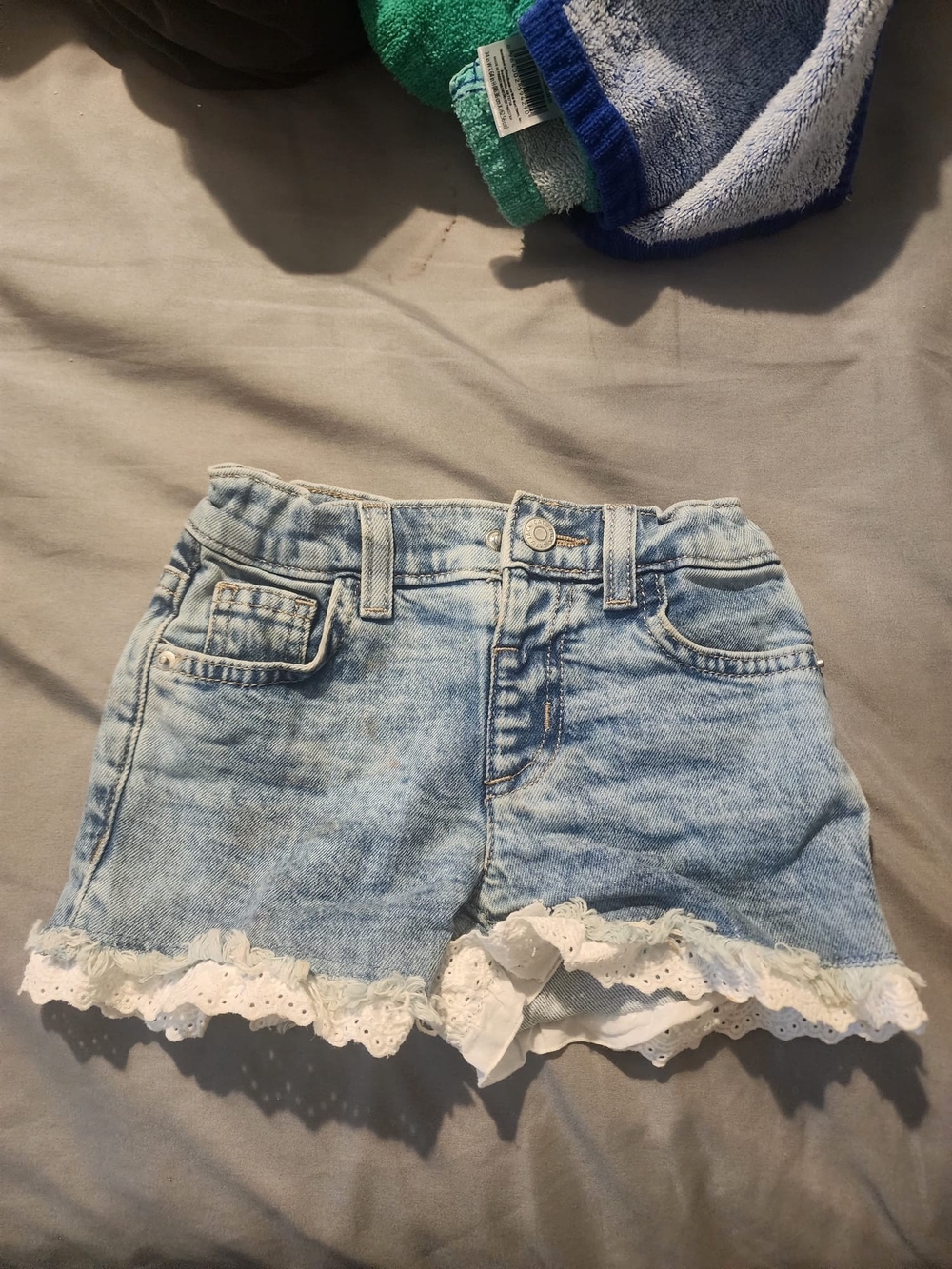 Cat & Jack Light Blue Denim Girls' Adjustable Waist Shorts